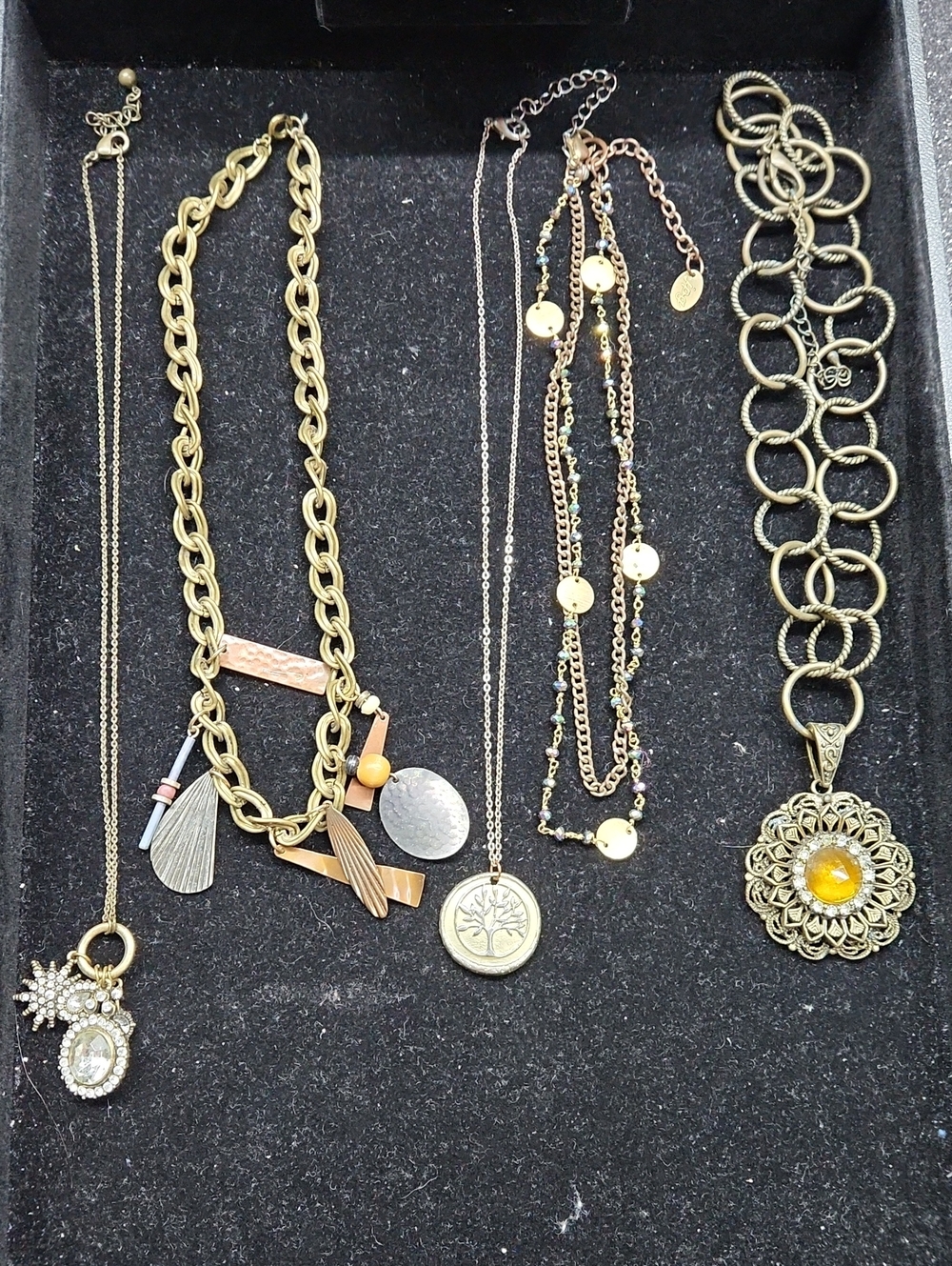 Bronze-tone Necklaces with Mixed Accents- Bundle